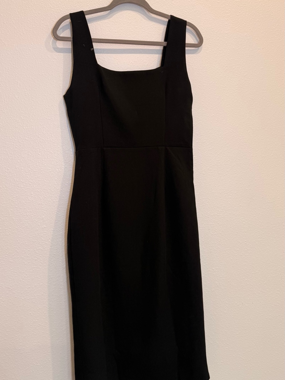 Classic Black Square-Neck Sheath Dress